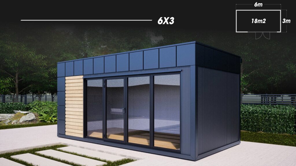 6m pavillon udvider med 4 vinduer